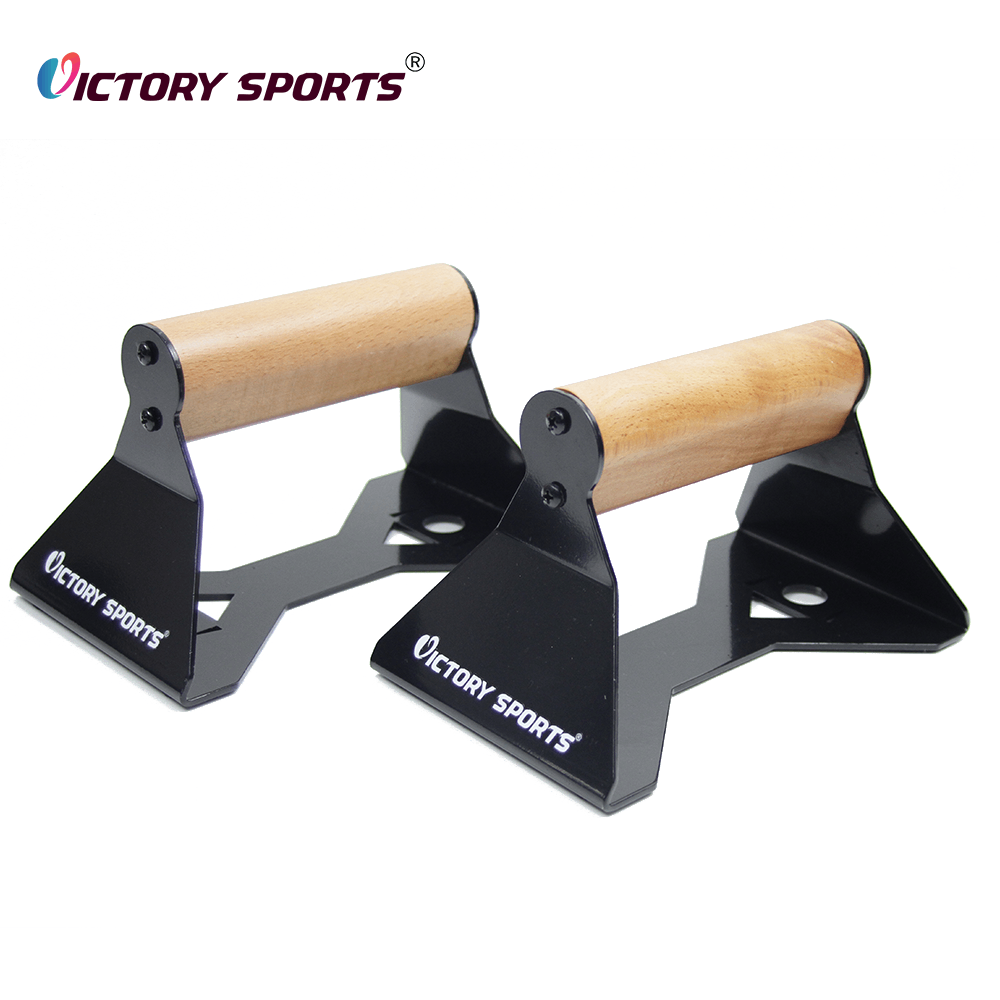 Heavy Duty Steel Wooden Handle Push Up Stand for Strength Training VPU-1561
